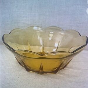 Amber Glass Scalloped Bowl